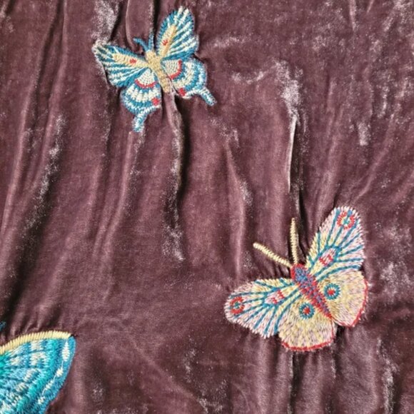 Johnny Was NWT Velvet Wide Leg Pants butterfly embroidery Brown size XXL - Picture 4 of 8